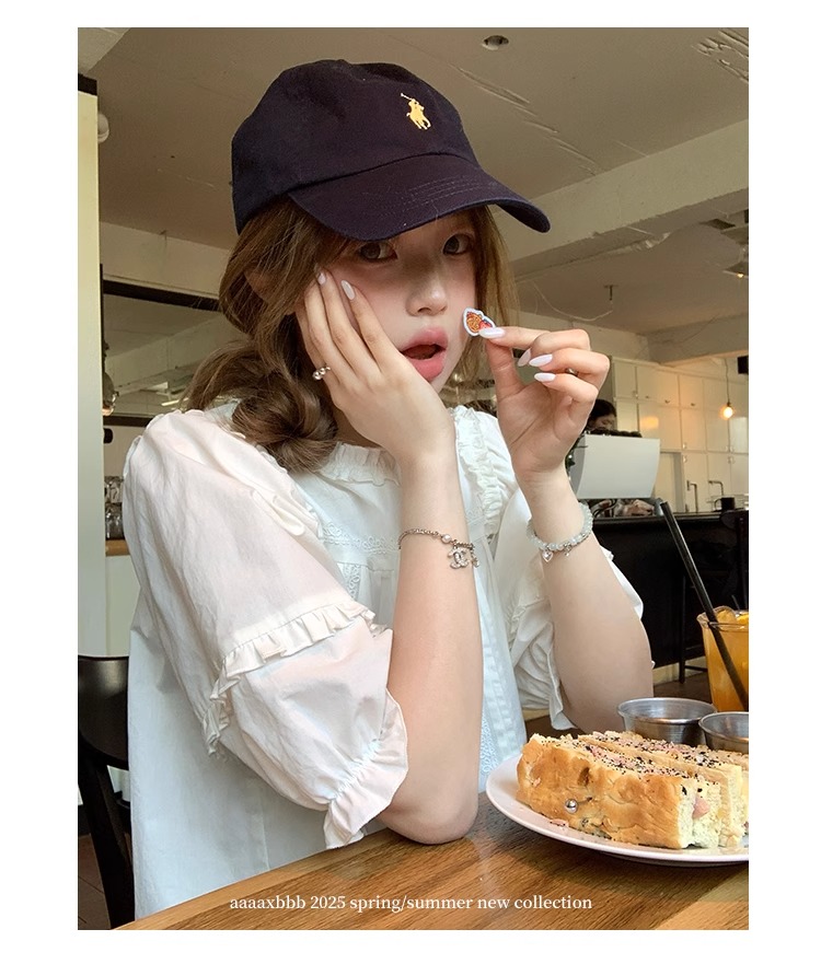 aaaaxbbb 千本樱特调 两色泡泡袖花边套装木耳边中袖上衣半身裙女 2 1746196671 详情图片 13