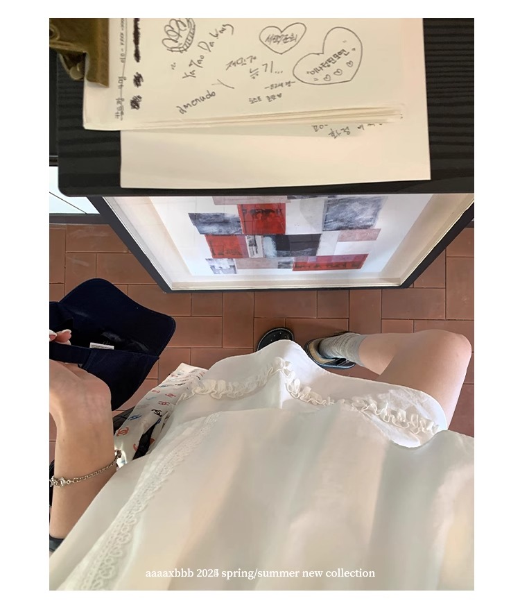 aaaaxbbb 千本樱特调 两色泡泡袖花边套装木耳边中袖上衣半身裙女 7 1746196671 详情图片 18