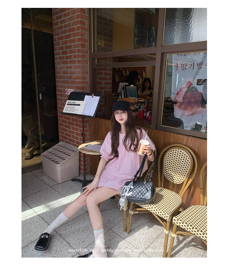 aaaaxbbb 千本樱特调 两色泡泡袖花边套装木耳边中袖上衣半身裙女 12 1746196671 详情图片 23