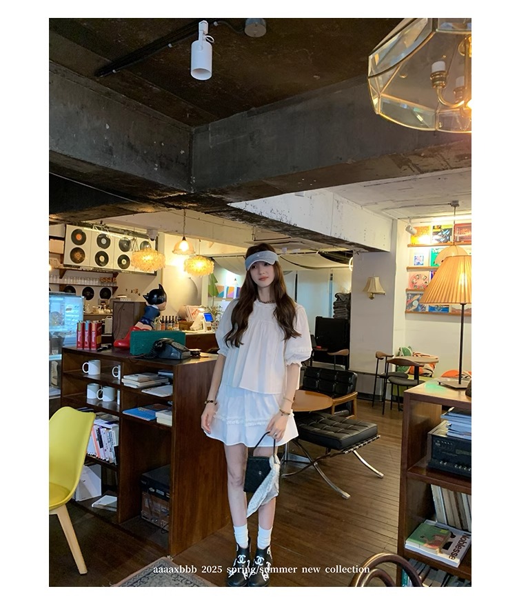 aaaaxbbb 千本樱特调 两色泡泡袖花边套装木耳边中袖上衣半身裙女 22 1746196671 详情图片 33