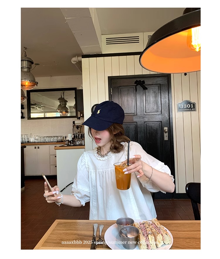 aaaaxbbb 千本樱特调 两色泡泡袖花边套装木耳边中袖上衣半身裙女 39 1746196672 详情图片 50
