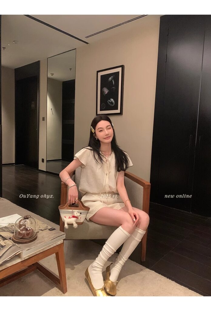 区区欧阳老钱风小飞袖衬衫女夏季设计感小众短袖衬衣撞色系带上衣 13 1746254475 详情图片 21