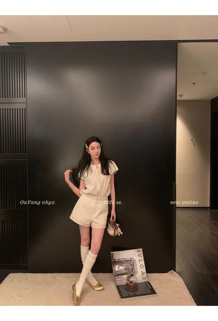 区区欧阳老钱风小飞袖衬衫女夏季设计感小众短袖衬衣撞色系带上衣 16 1746254475 详情图片 24