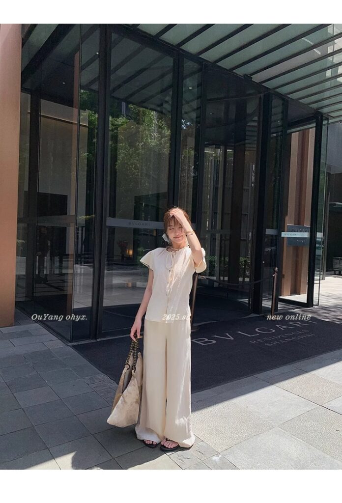 区区欧阳老钱风小飞袖衬衫女夏季设计感小众短袖衬衣撞色系带上衣 32 1746254477 详情图片 40