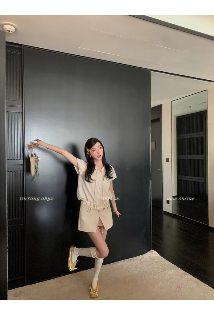 区区欧阳老钱风小飞袖衬衫女夏季设计感小众短袖衬衣撞色系带上衣 78 1746254479 详情图片 86