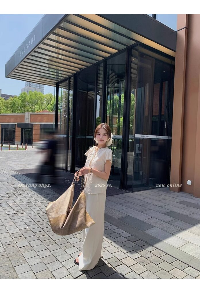 区区欧阳老钱风小飞袖衬衫女夏季设计感小众短袖衬衣撞色系带上衣 68 1746254480 详情图片 76