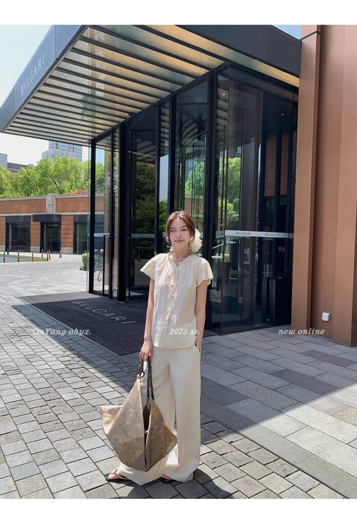 区区欧阳老钱风小飞袖衬衫女夏季设计感小众短袖衬衣撞色系带上衣 76 1746254481 详情图片 84